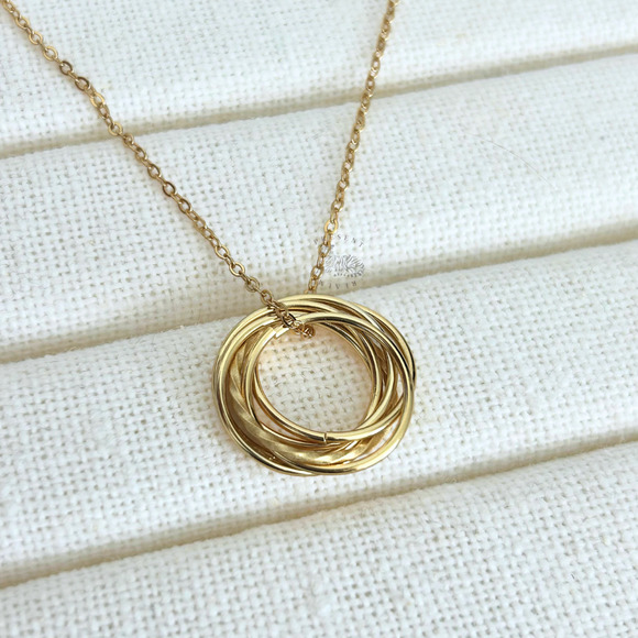 60th Birthday Necklace for Women S925 Silver Gold Plated, 6 Rings for 6 Decades - Picture 2 of 5